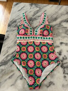 Boden Porto V-neck Floral One-Piece Swimsuit